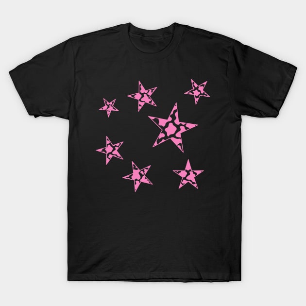 Pink Cow Print Stars T-Shirt by sydneyurban